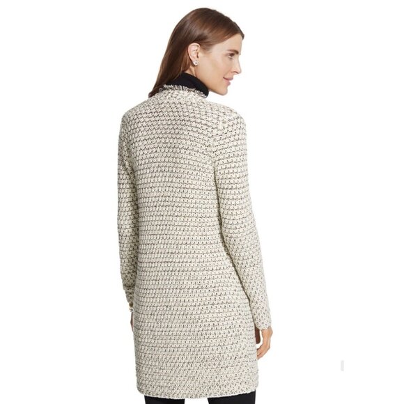 Chicos Womens Plus Texture Shine Gretchen Cardigan Open Fringe Sweater size XXL - Picture 3 of 14